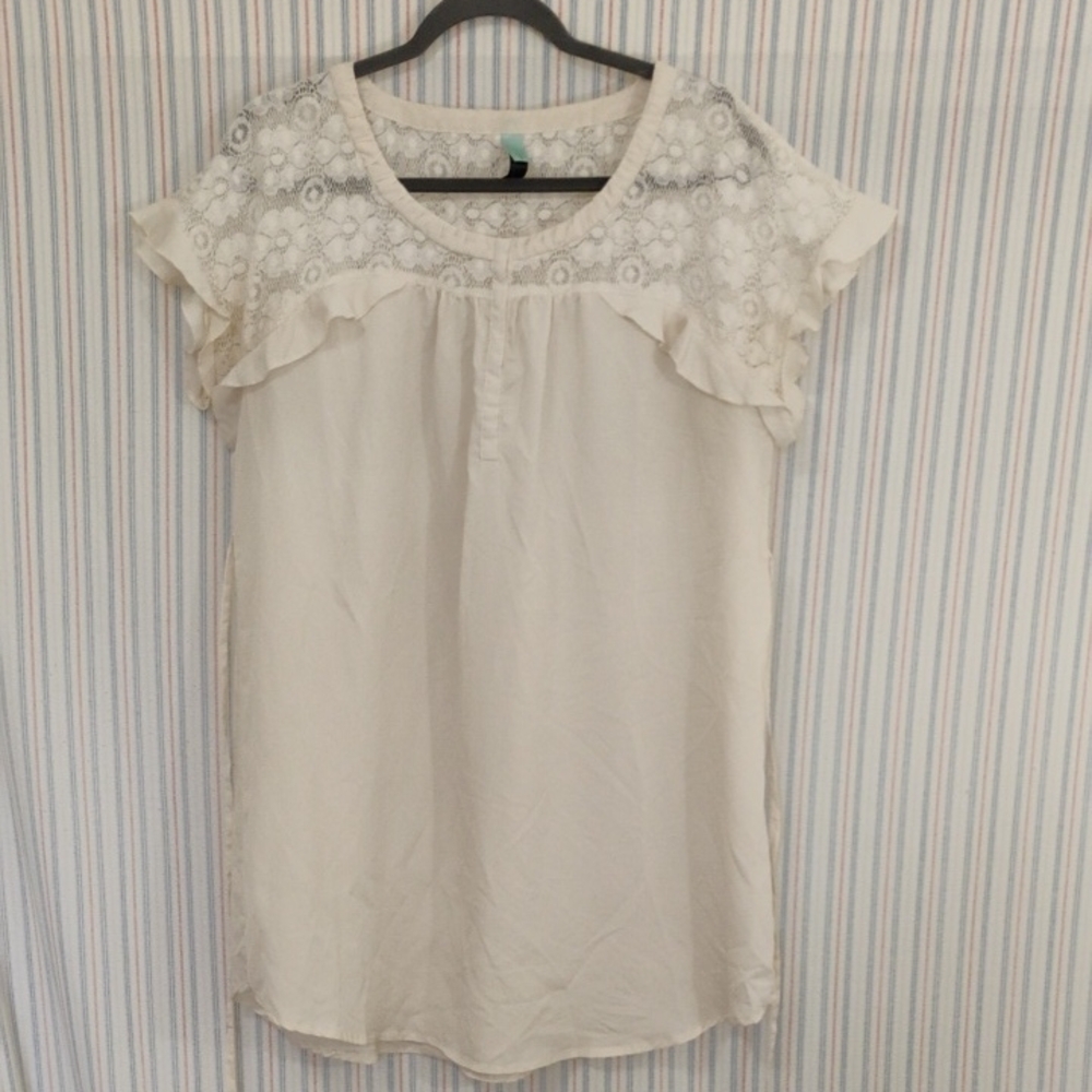 Ja Loux Lace Accent Cream Tunic  XL